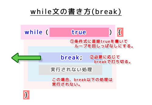 while文の書き方（break）