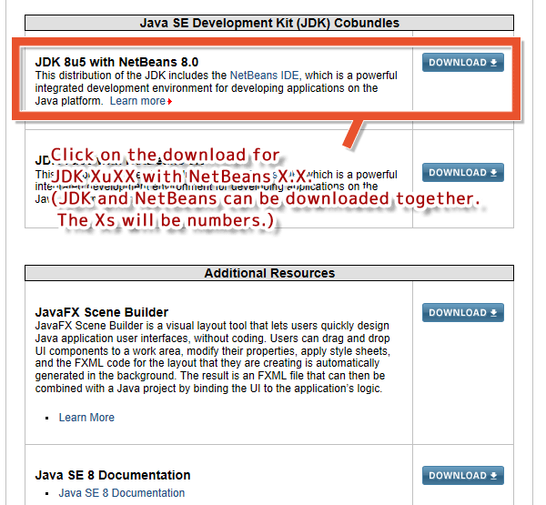 Download the file which includes both the Java Development Kit (JDK)