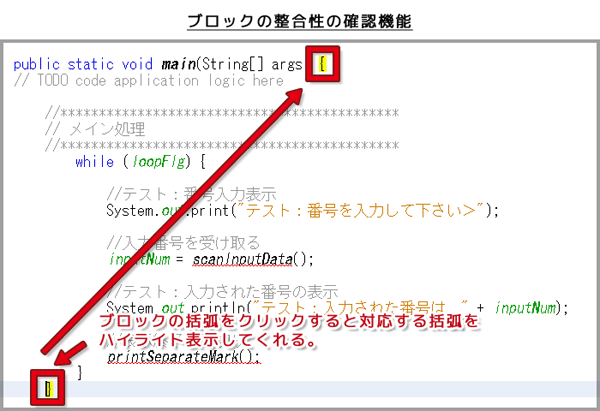 ブロックの整合性の確認機能