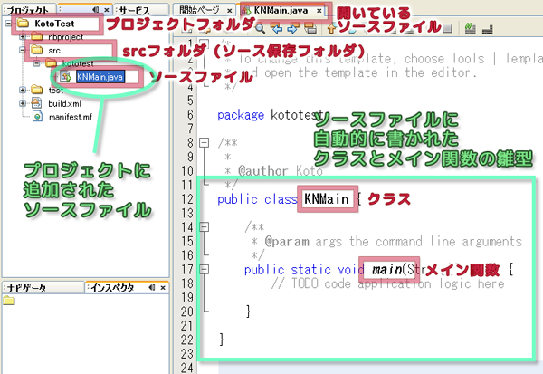 NetBeans IDEの構成（プロジェクト自動生成）